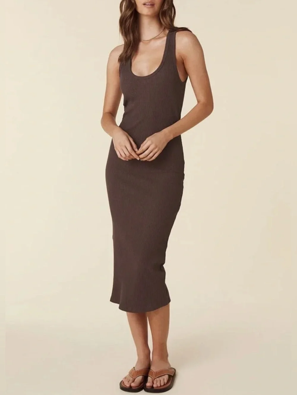 spell brown dress Spell Staples Rib Singlet Midi Dress In Brown | By Spell – Modern Bohemian Clothing Online